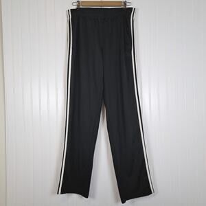 Adidas Warm Up Track Pants Mens L Black Tricot 3 Stripes Straight Leg Pull On